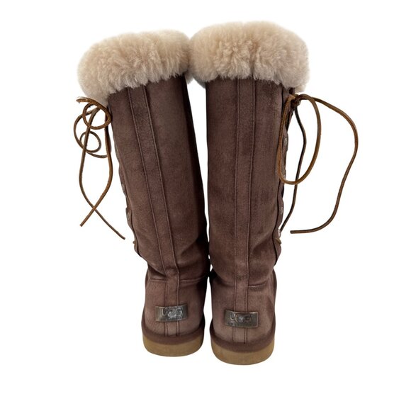 Brown UGG Australia Womens Sz 10 Shearling & Suede Winter Boots - Picture 4 of 8